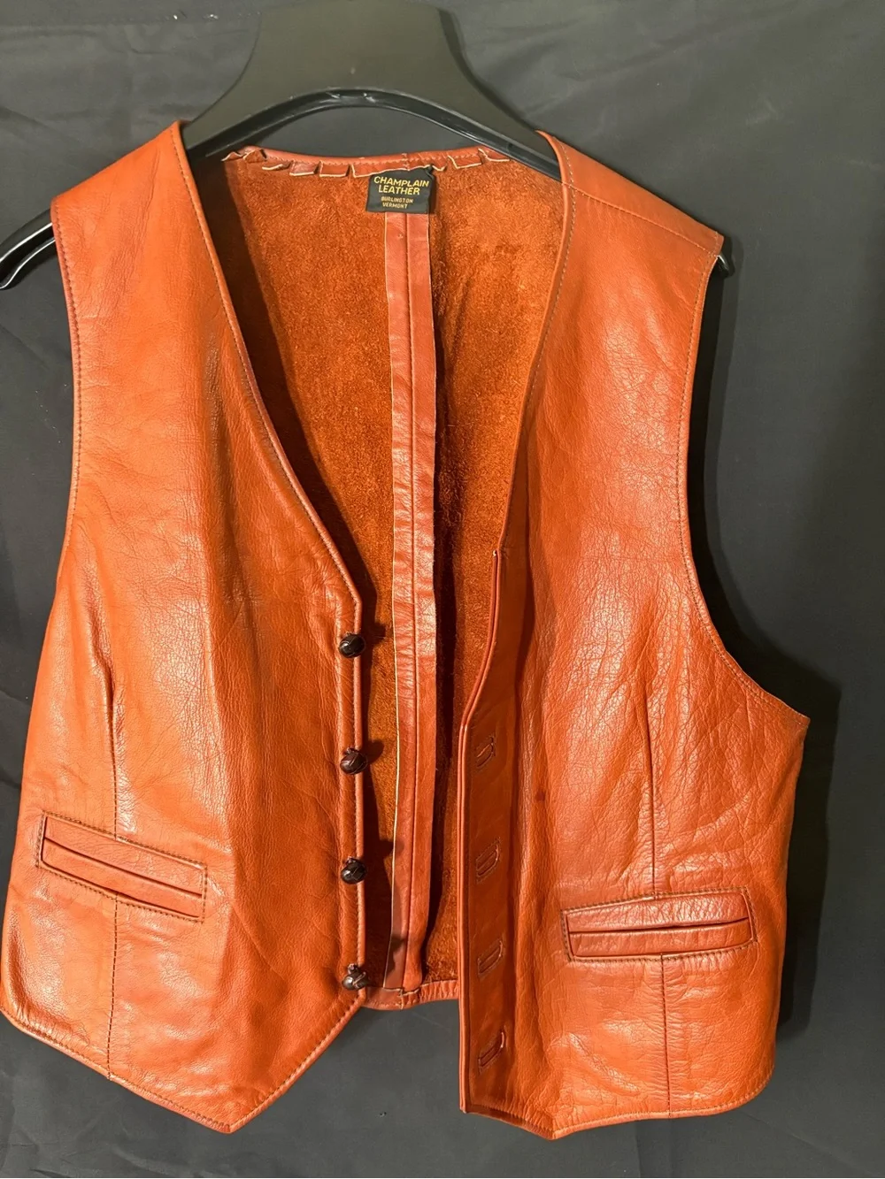Orange Leather Vest - Champ-Lux Leather